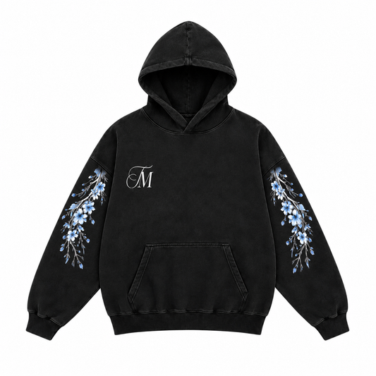 Zwarte Trui met Blauwe Bloemen